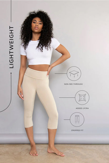 Cropped Lightweight Leggings - Natural Beige