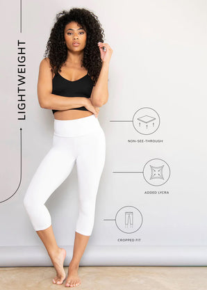 Cropped Lightweight Leggings - White