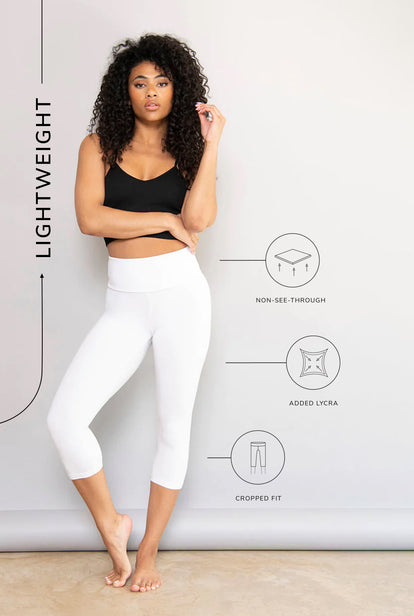 Cropped Lightweight Leggings - White