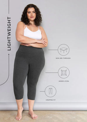 Curve Cropped Lightweight Leggings - Dark Grey