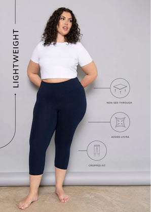 Cropped Lightweight Leggings - Navy