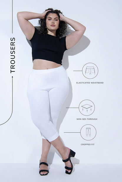 Crop Stretch Trouser - White