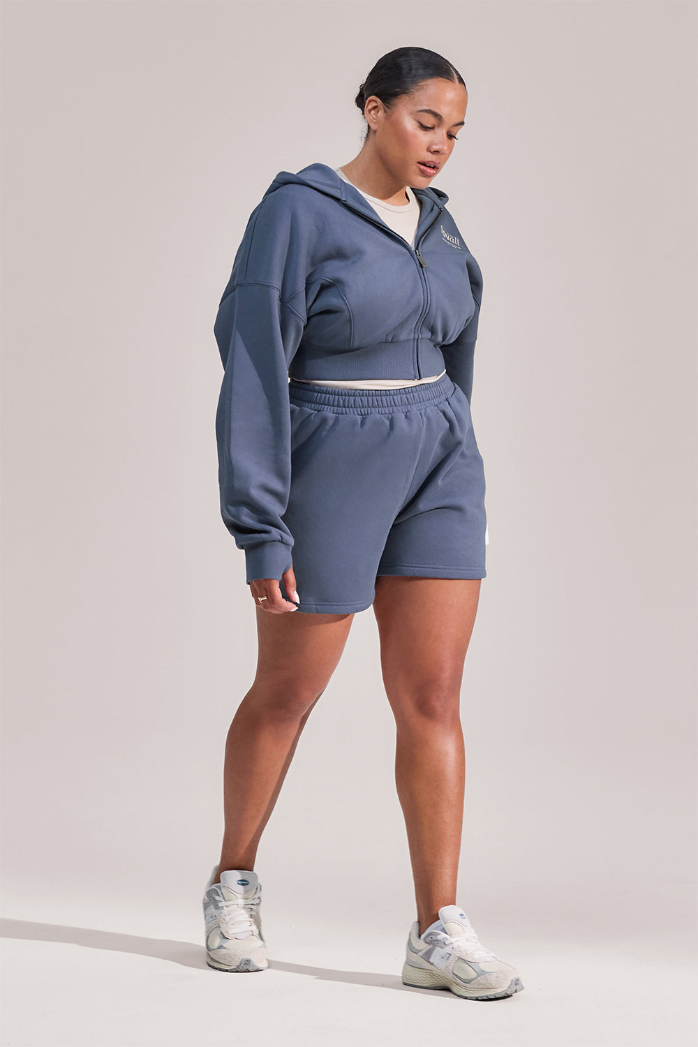 Curve ALL SZN Organic Crop Zip-Through Hoodie - Ice Blue