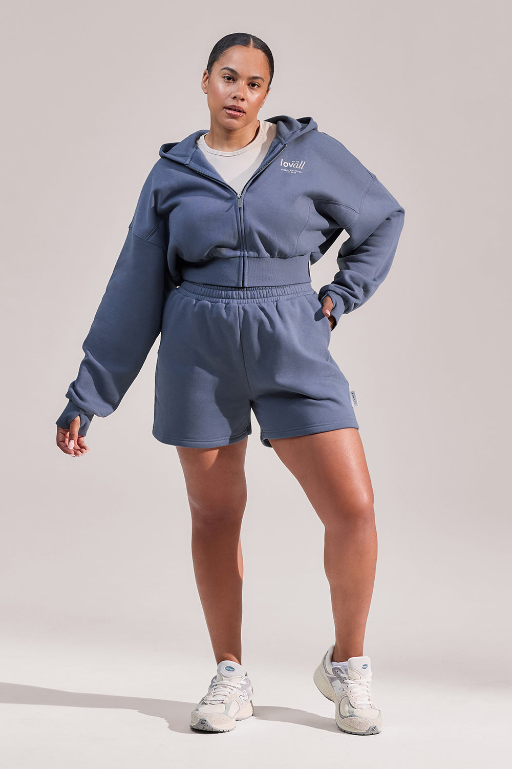 Curve ALL SZN Organic Crop Zip-Through Hoodie - Ice Blue