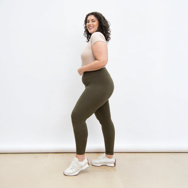 Curve Everyday High Waisted Leggings - Khaki Green