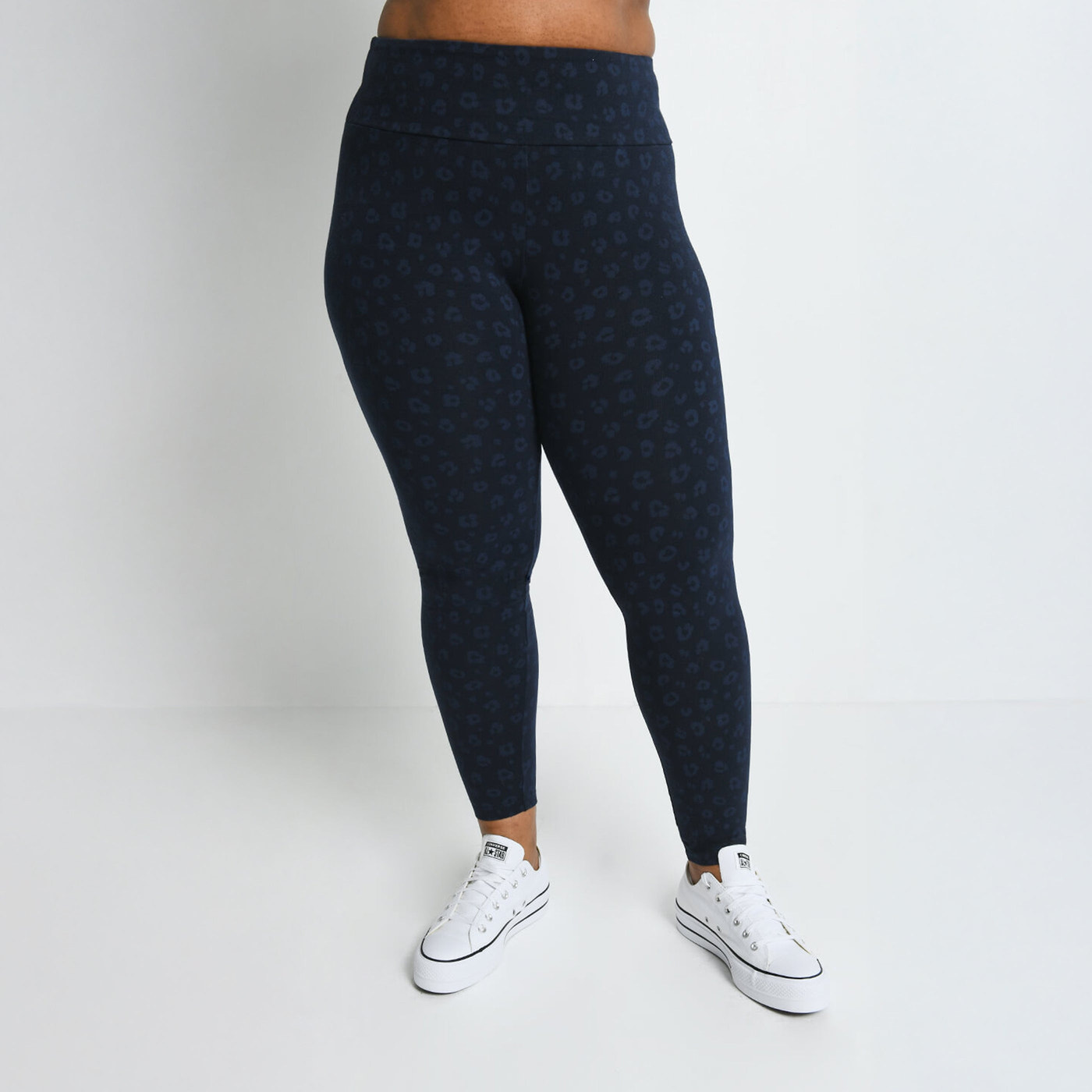 Curve Everyday High Waisted Leggings - Navy Animal Print