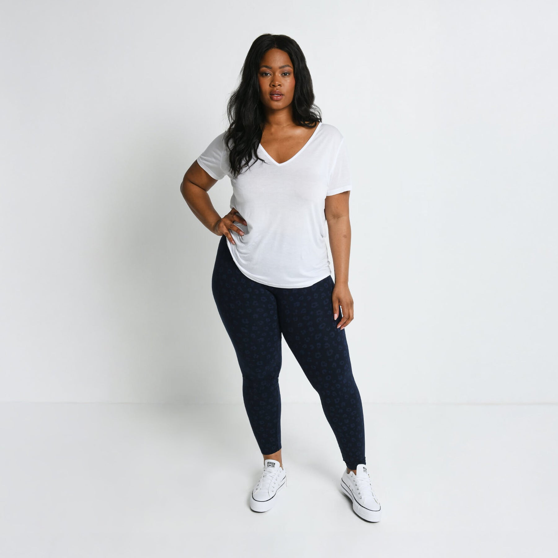 Curve Everyday High Waisted Leggings - Navy Animal Print