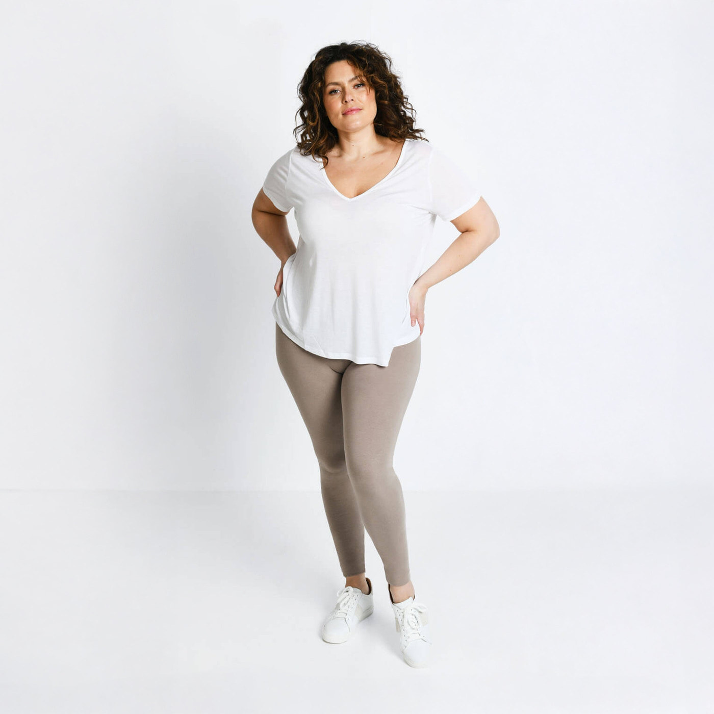 Curve Everyday High Waisted Leggings - Oatmeal Beige