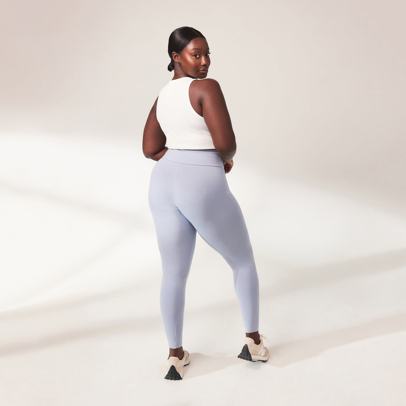 Lightweight Everyday High Waisted Leggings - Powder Blue