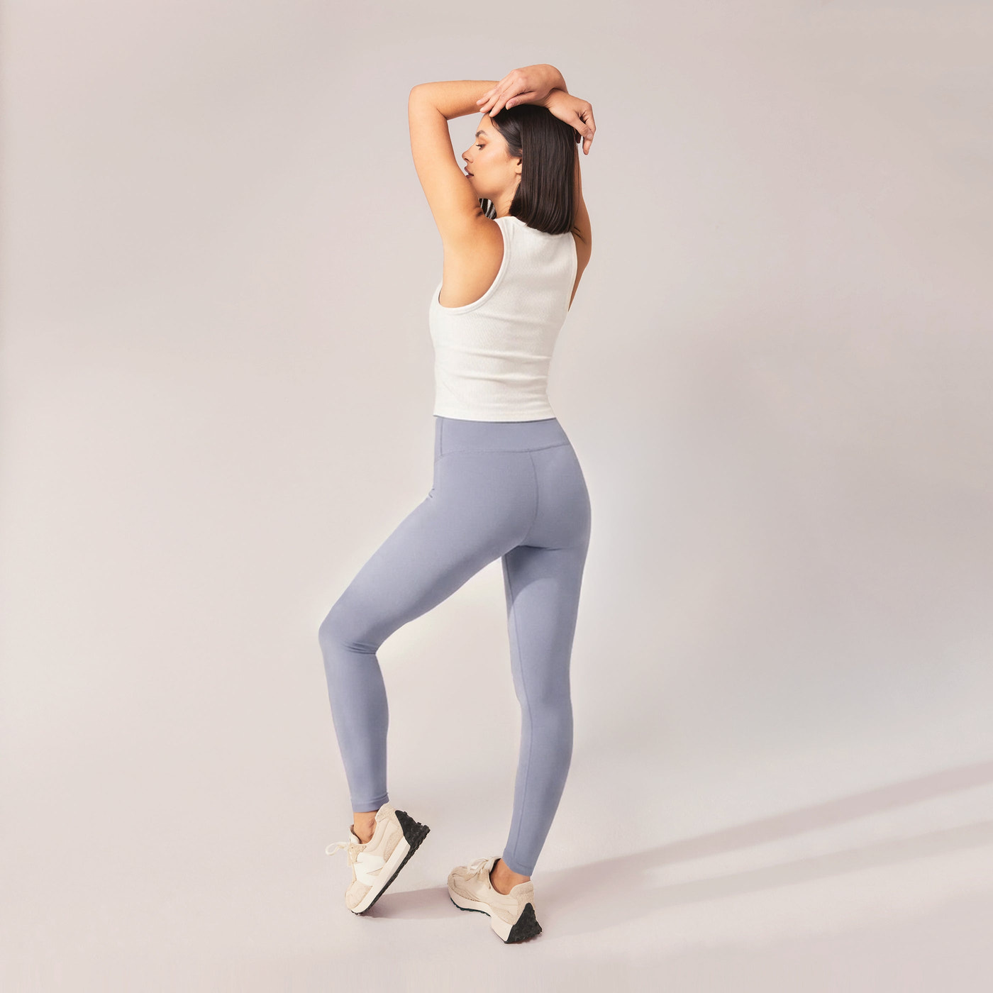 Lightweight Everyday High Waisted Leggings - Powder Blue