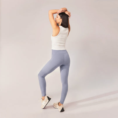 Lightweight Everyday High Waisted Leggings - Powder Blue