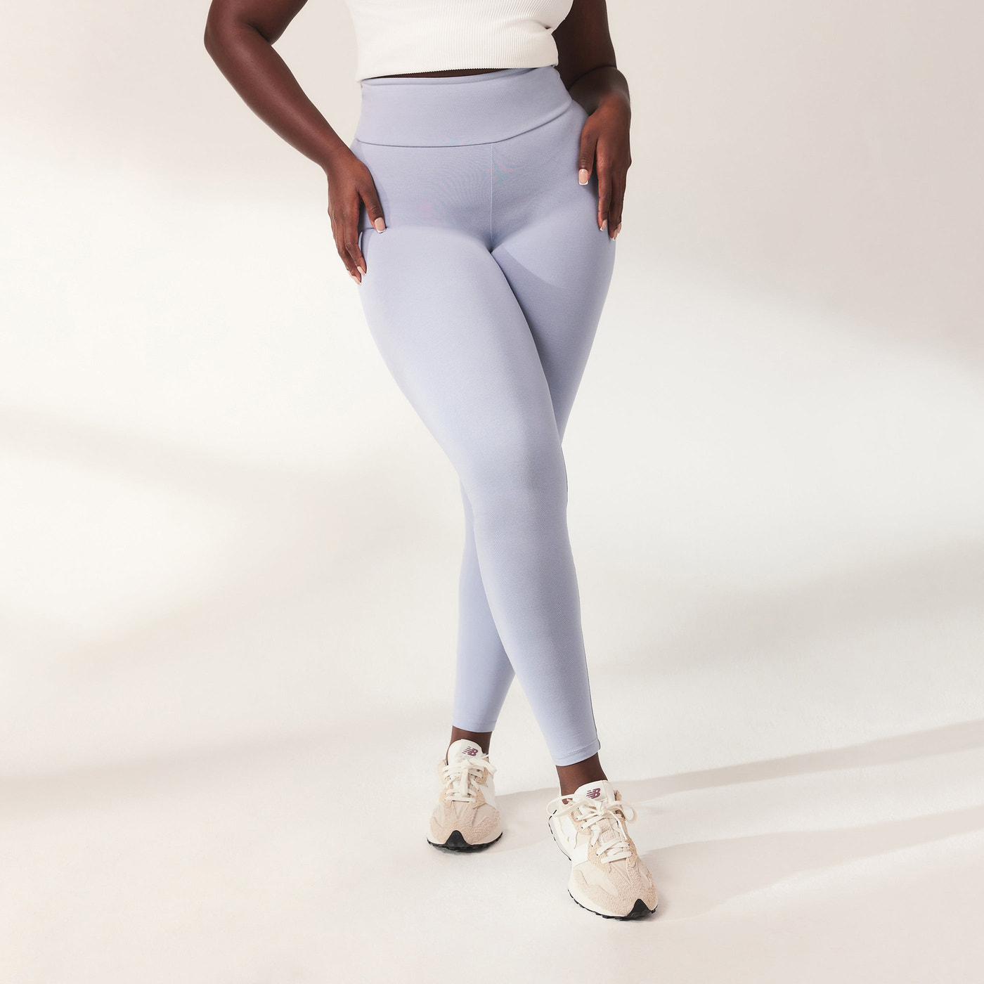 Lightweight Everyday High Waisted Leggings - Powder Blue