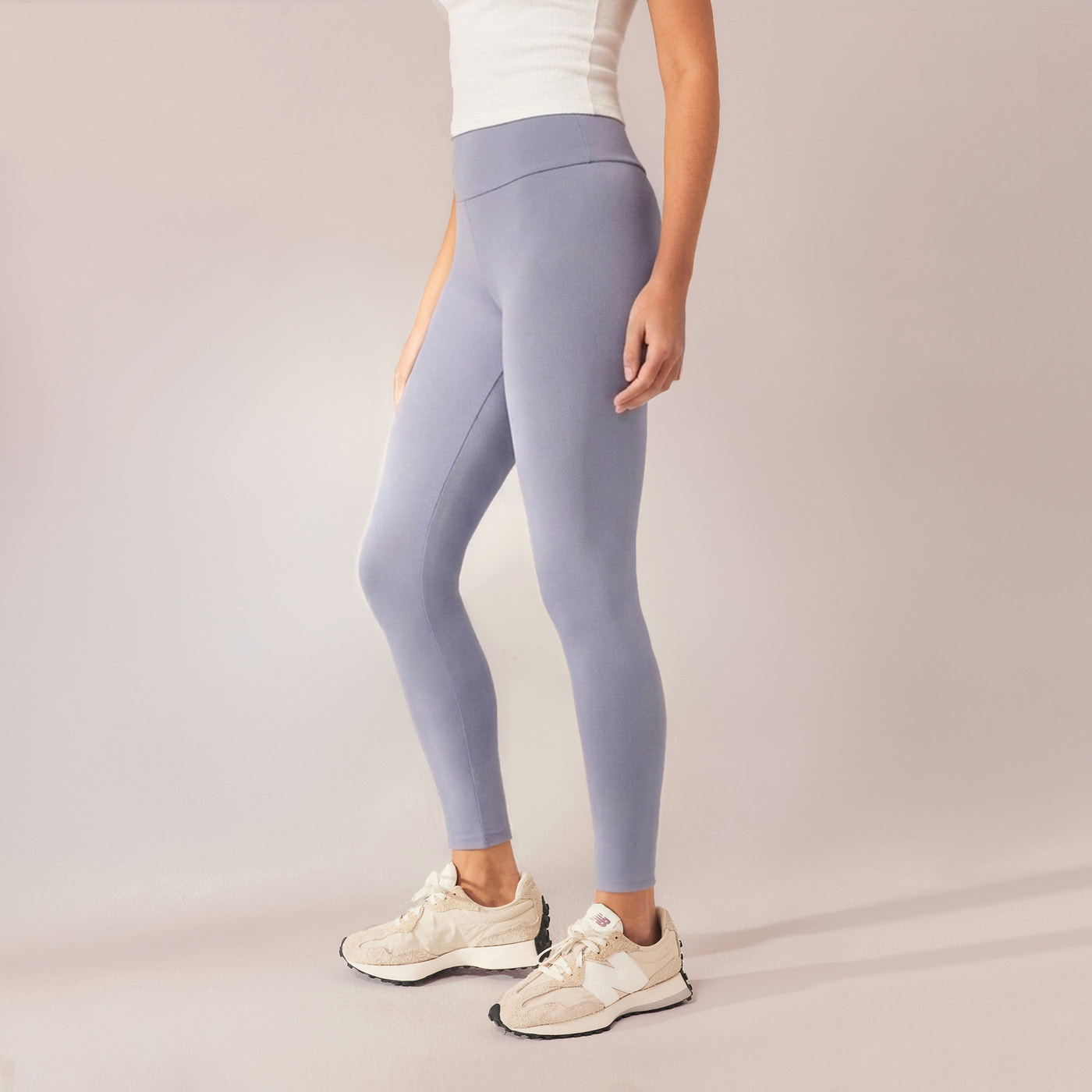 Lightweight Everyday High Waisted Leggings - Powder Blue