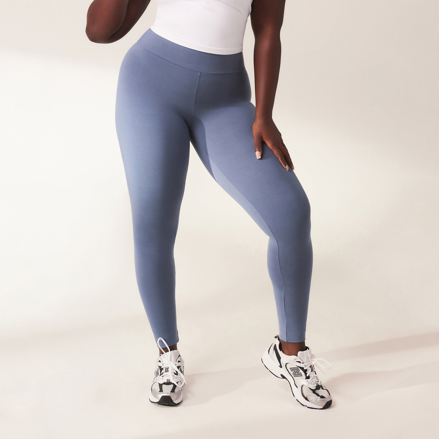 Lightweight Everyday High Waisted Leggings - Steel Blue