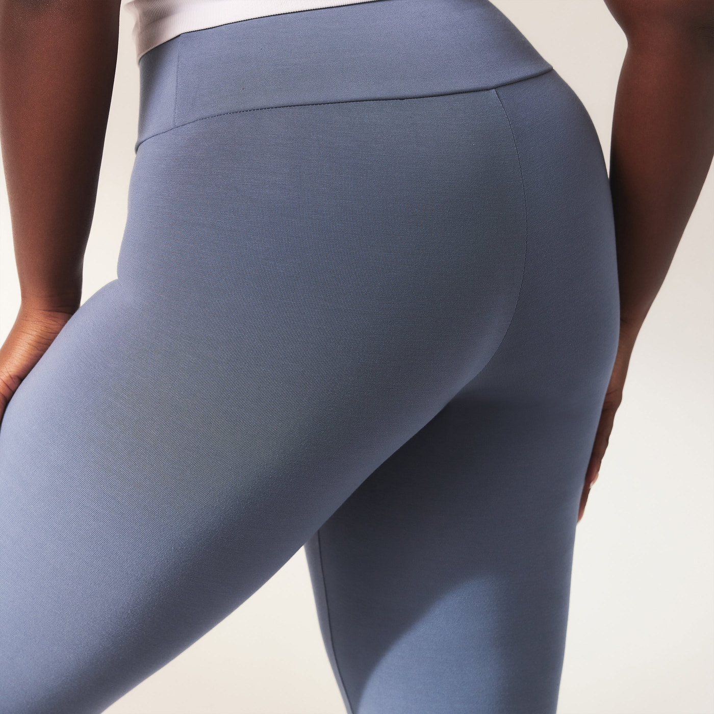 Lightweight Everyday High Waisted Leggings - Steel Blue