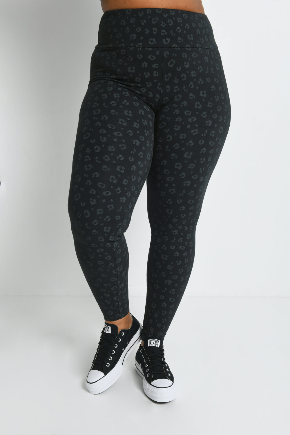 Everyday High Waisted Leggings - Black Animal Print