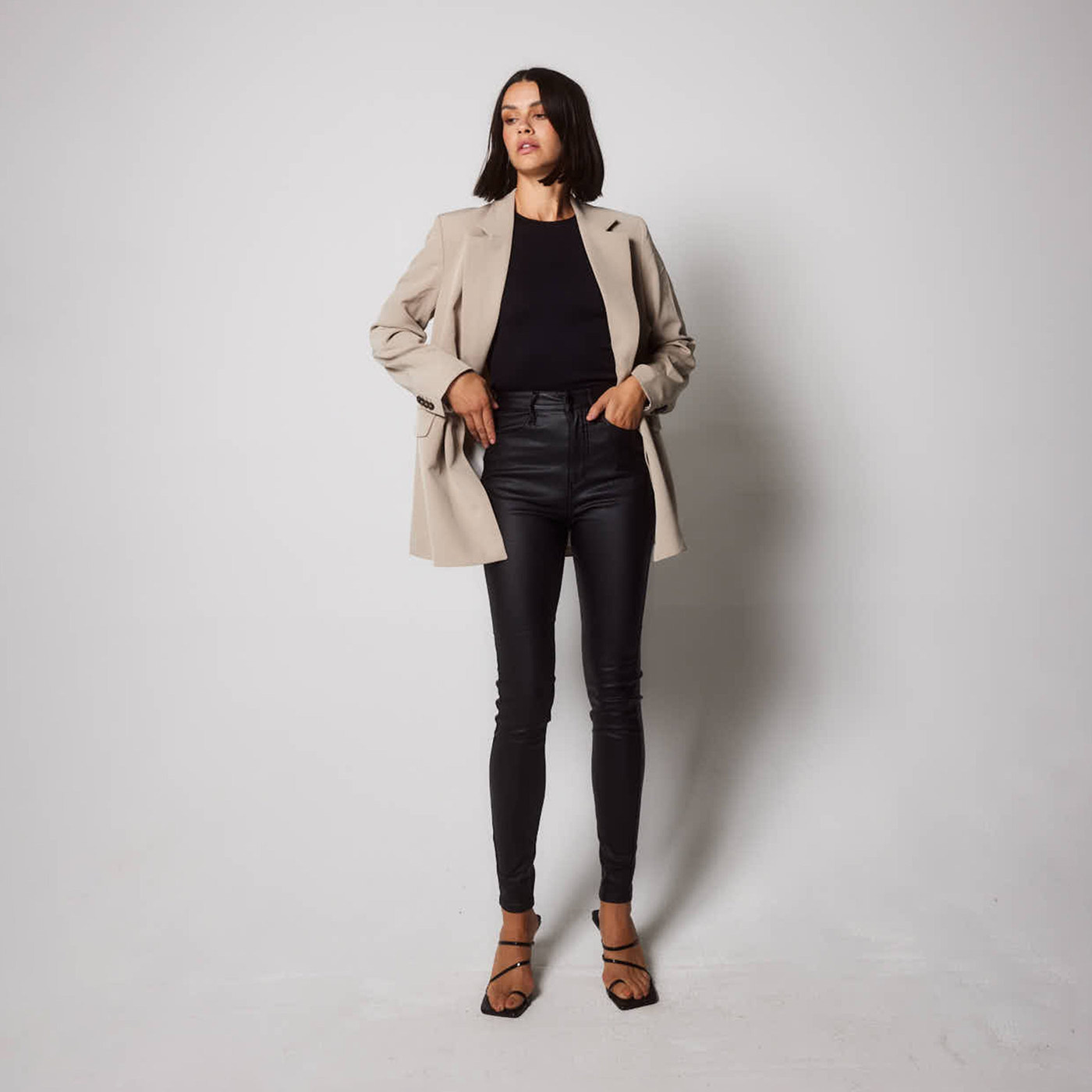 Coated Jeans - Black