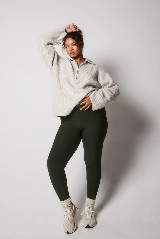 Curve Winter Everyday High Waisted Leggings - Deep Olive