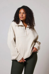 Curve ALL SZN Organic Oversized 1/4 Zip Sweatshirt - Ecru