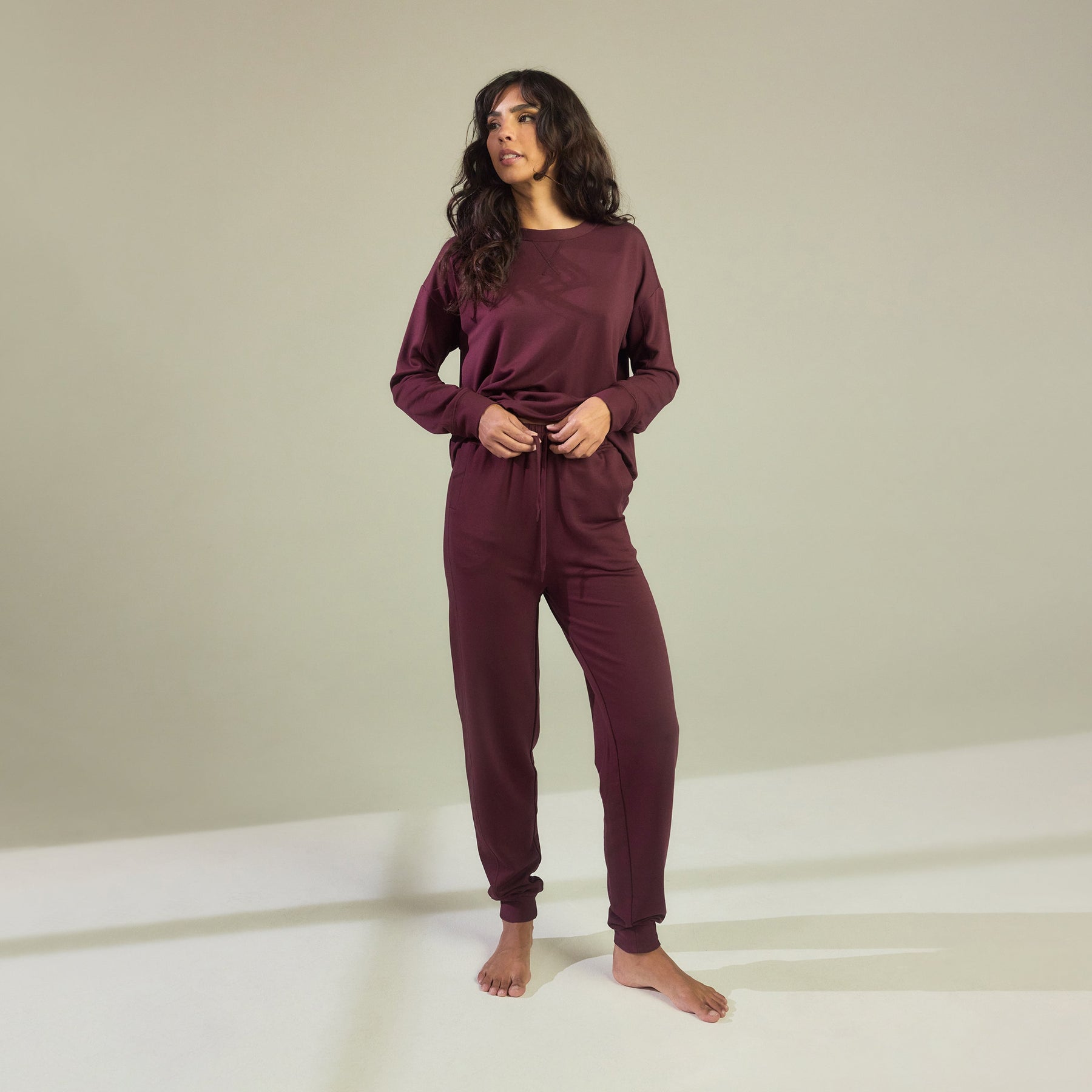 Luxe Lounge Jogger - Dark Cherry