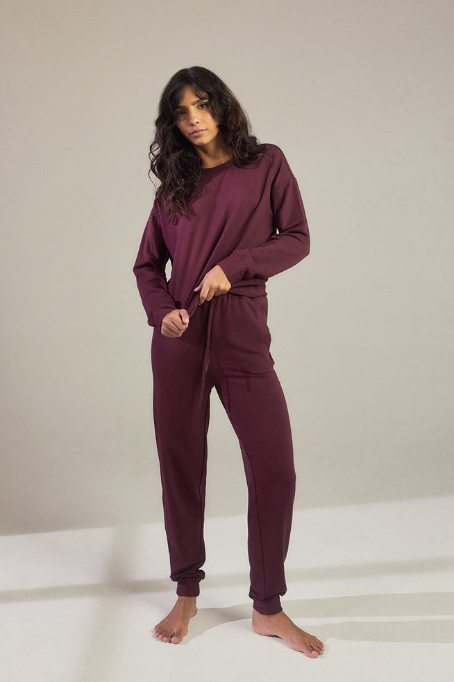 Luxe Lounge Jogger - Dark Cherry