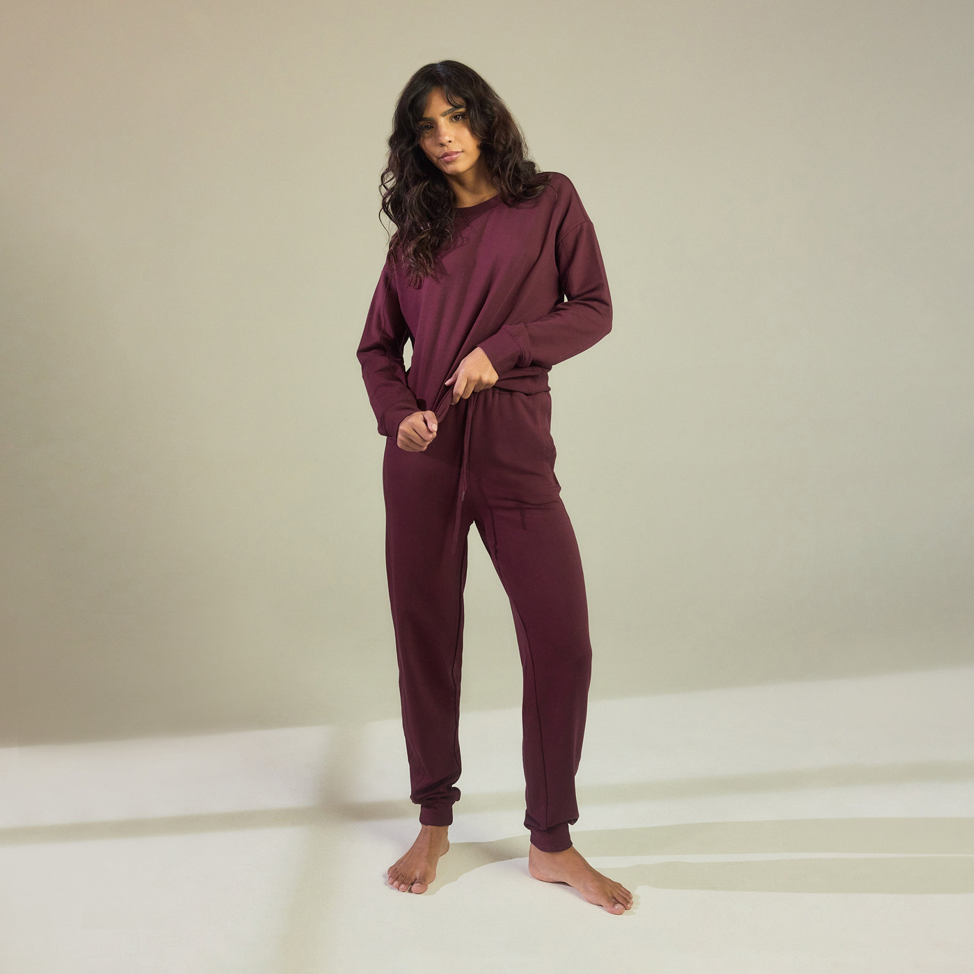 Luxe Lounge Sweatshirt - Dark Cherry