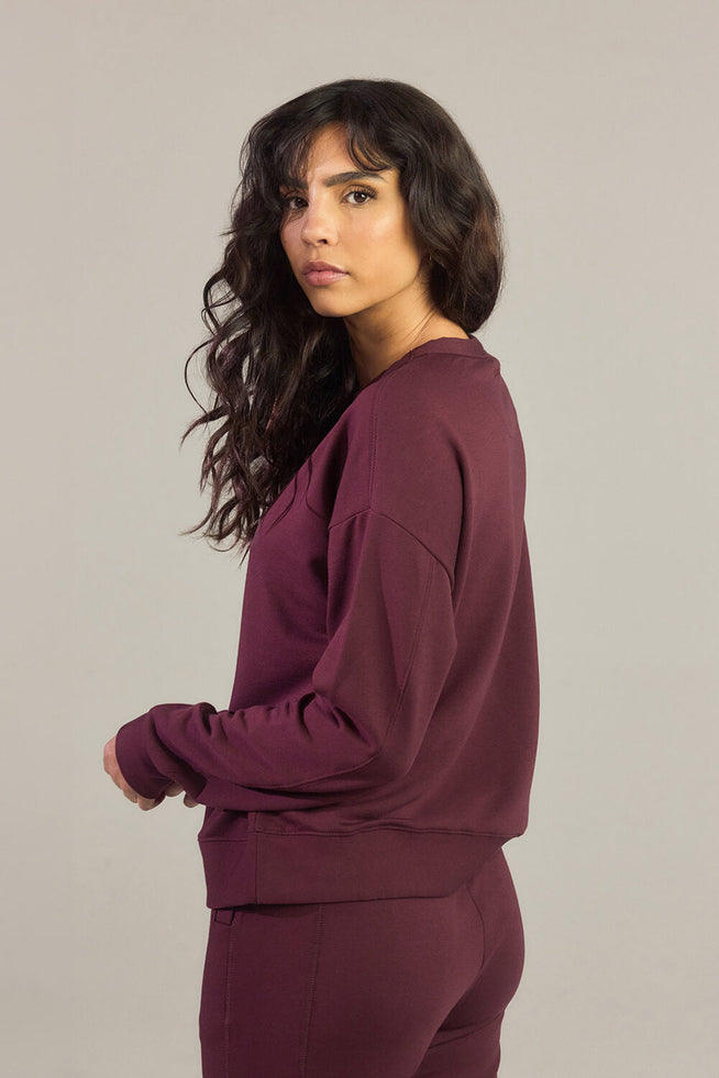 Luxe Lounge Sweatshirt - Dark Cherry