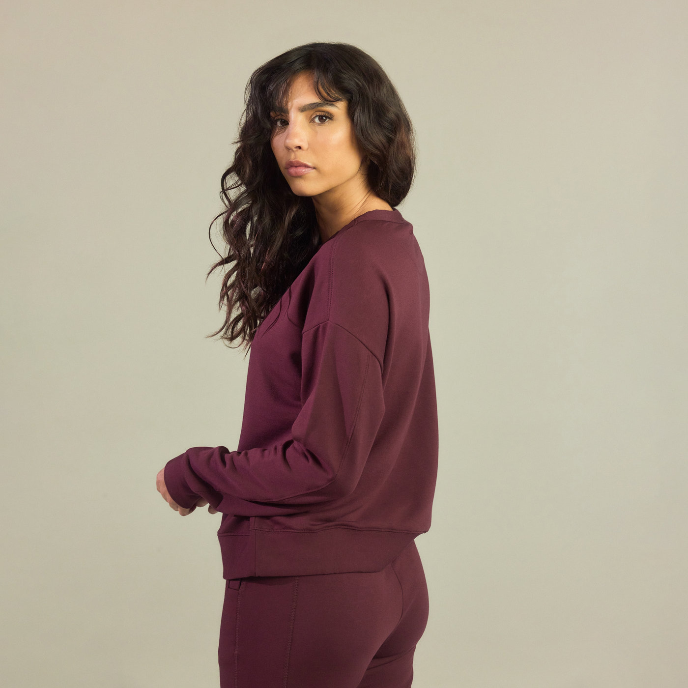 Luxe Lounge Sweatshirt - Dark Cherry