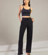 Ribbed Wide Leg Trousers - Black