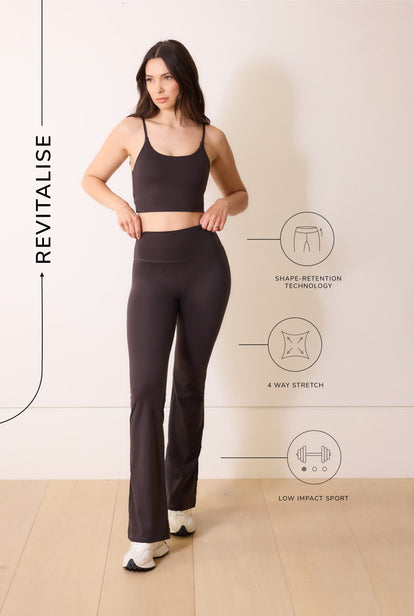 24/7 Revitalise Flare Leggings - Black Coffee