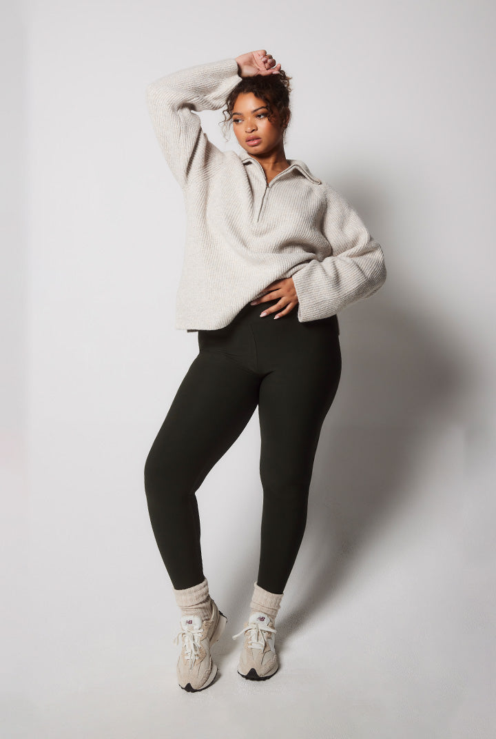 Curve Winter Everyday High Waisted Leggings - Deep Olive