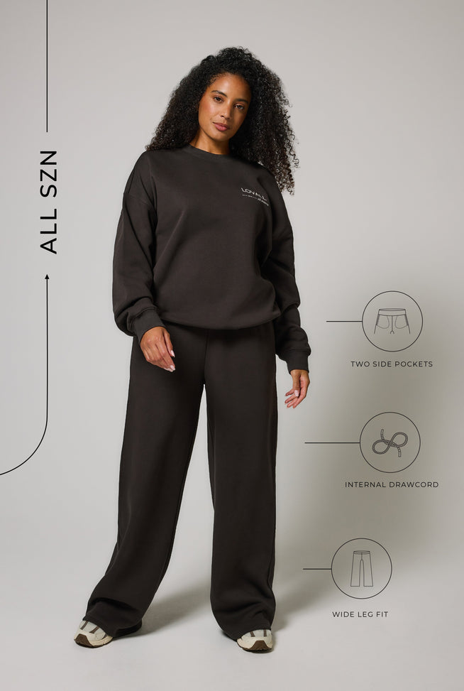 Curve ALL SZN Organic Wide Leg Jogger - Black Coffee