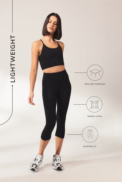 Cropped Lightweight Leggings - Black