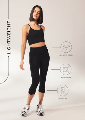 Curve Cropped Lightweight Leggings - Black