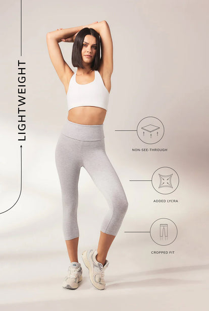 Curve Cropped Lightweight Leggings - Light Grey