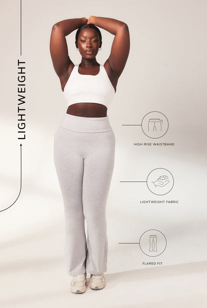 Curve lightweight Flare Leggings - Light Grey Marl