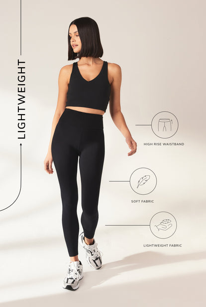 Curve Lightweight Everyday High Waisted Leggings - Black