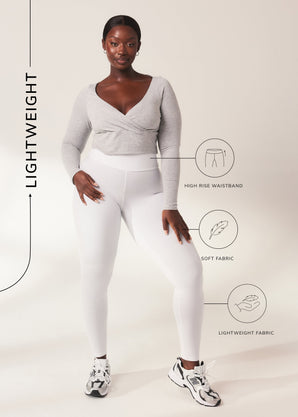 Curve Lightweight Everyday High Waisted Leggings - White