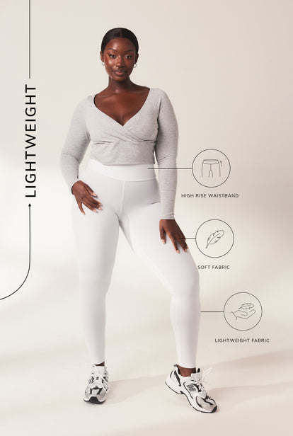 Lightweight Everyday High Waisted Leggings - White