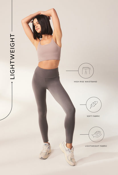 Curve Lightweight Everyday High Waisted Leggings - Slate Green