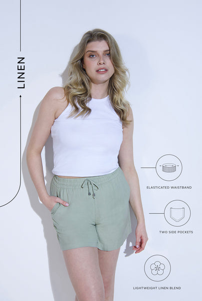 Everyday Linen Shorts - Sage Green