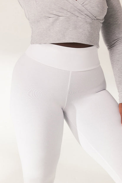 Lightweight Everyday High Waisted Leggings - White