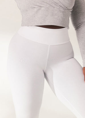 Curve Lightweight Everyday High Waisted Leggings - White