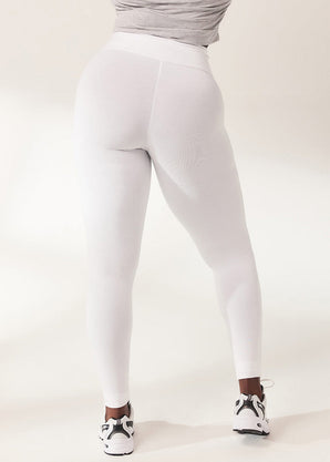 Curve Lightweight Everyday High Waisted Leggings - White