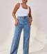 Curve Wide Leg Jeans - Mid Blue