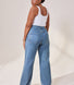 Curve Wide Leg Jeans - Mid Blue