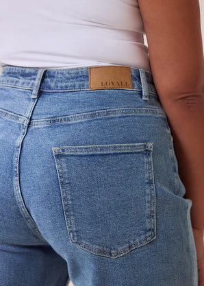 Curve Wide Leg Jeans - Mid Blue