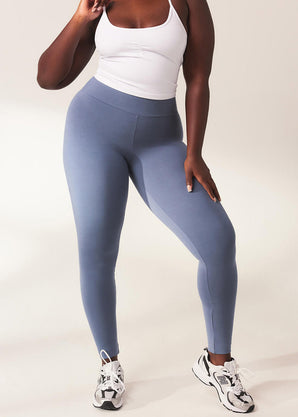 Lightweight Everyday High Waisted Leggings - Steel Blue