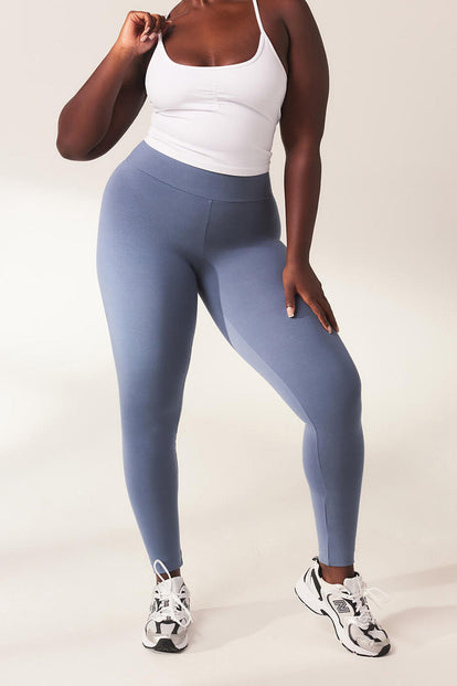 Lightweight Everyday High Waisted Leggings - Steel Blue