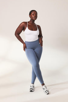 Lightweight Everyday High Waisted Leggings - Steel Blue